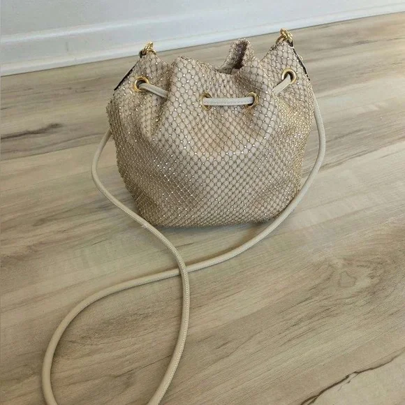 Victoria’s Secret Limited Edition Gold Mesh Rhinestone Bucket Crossbody - NWOT - Picture 3 of 9